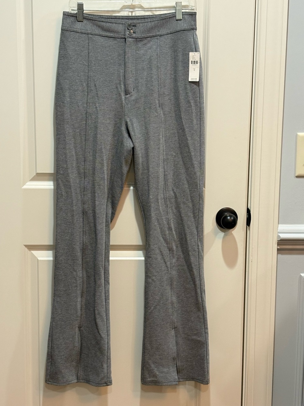 Maeve Seamed Grey Flare Pants from Anthropologie